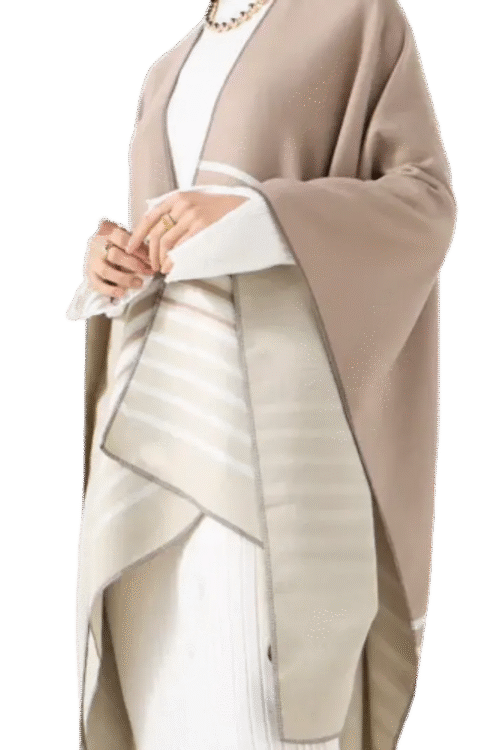 Striped Asymmetric Open Front Poncho Shawl