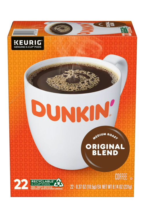 Dunkin’ Original Blend Medium Roast Coffee, Keurig K Cup Pods, 22 Count Box