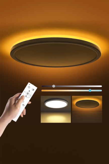 Matane 12'' LED Flush Mount Ceiling Light Fixture with Remote Control, Nightlight 2000K Warm,24W 2400LM 3000K-6500K Dimmable Ceiling Lamp Surface Mount Round Lighting Fixture for Bedroom, Dining Room