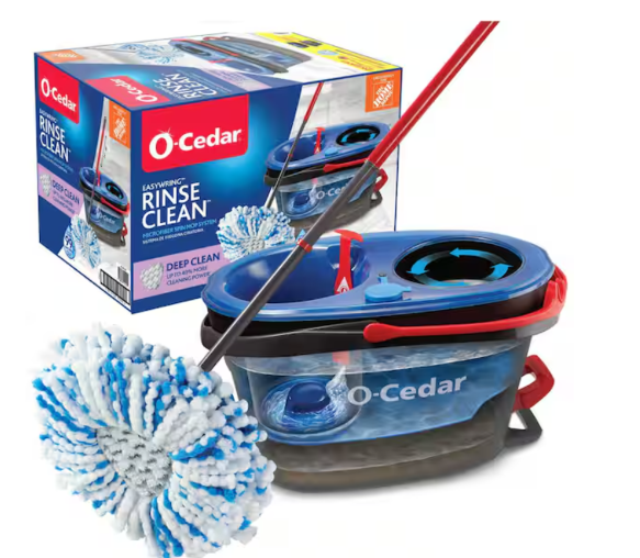 O-Cedar Easywring Rinseclean Microfiber Spin Mop & Bucket Floor Cleaning System