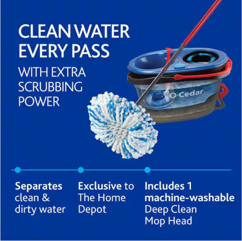 O-Cedar Easywring Rinseclean Microfiber Spin Mop & Bucket Floor Cleaning System - Image 2